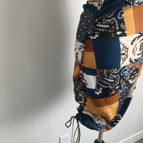 NWT POLLY PRINCESS Multicolor Patchwork Criss Cross Halter Neck JENNA Mini Dress - Picture 9 of 10